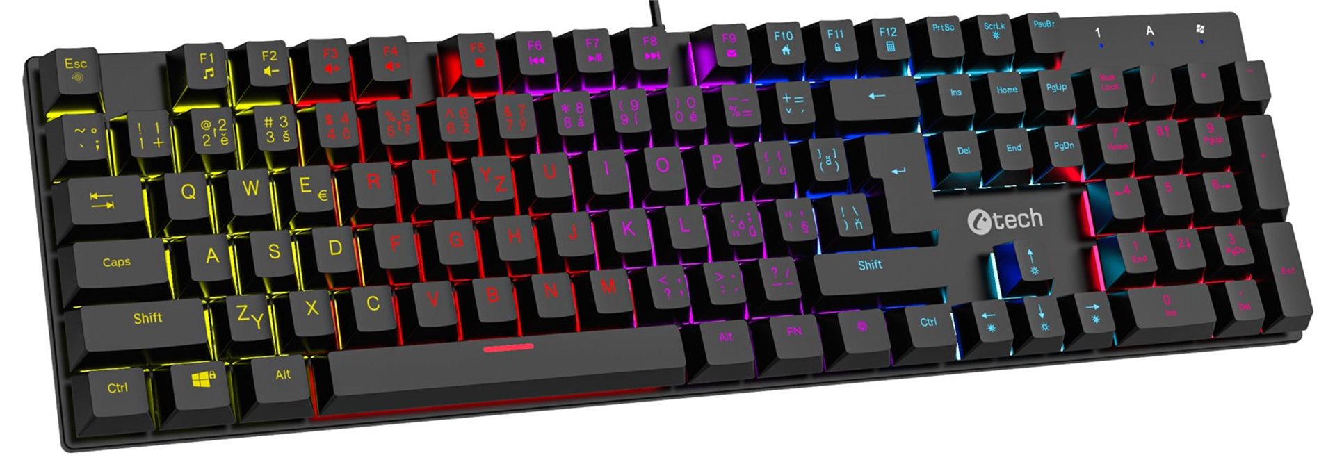 Mechanická herní klávesnice C-TECH Morpheus (GKB-11, podsvícená, CZ/SK, RGB, černá