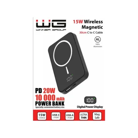 Bezdrátová powerbanka 10000 mAh (15W) PD20W s MagSafe (Černá)