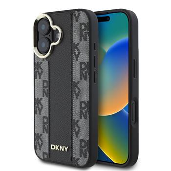 DKNY PU Leather Checkered Pattern Magsafe iPhone 16 Black