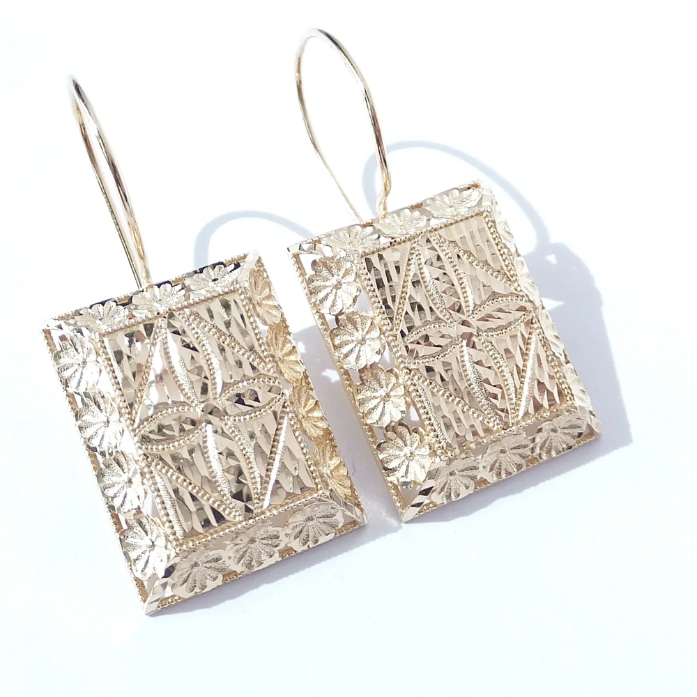 Zlaté visací náušnice, Au 14K 585/1000, váha 5,07 g, použité zlato