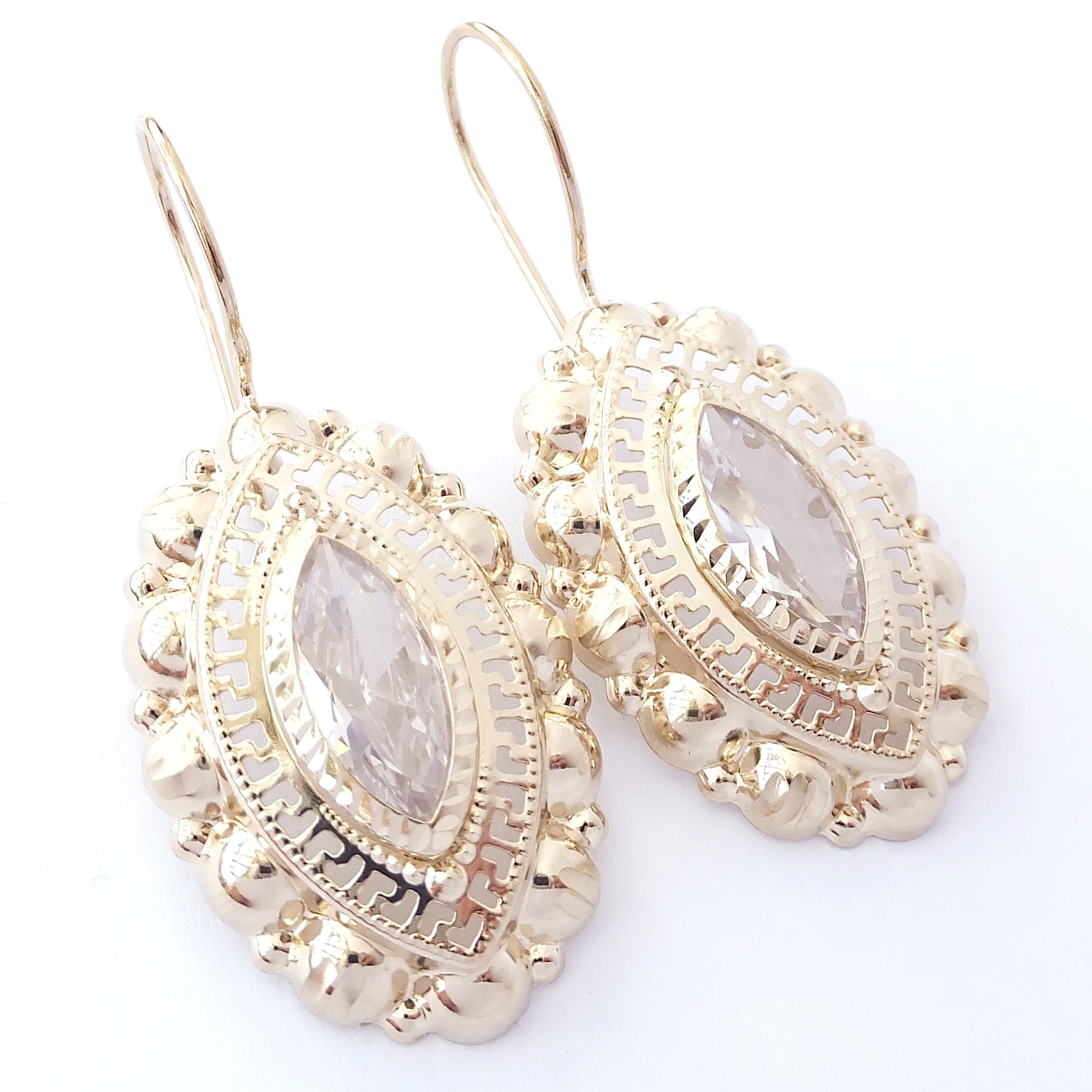 Zlaté visací náušnice, Au 14K 585/1000, váha 6,48 g, použité zlato