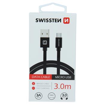 Swissten textilní datový kabel microUSB 2,0m, zelený