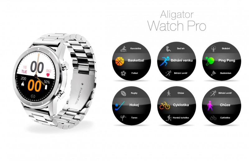 Chytré hodinky Aligator Watch PRO, stříbrné