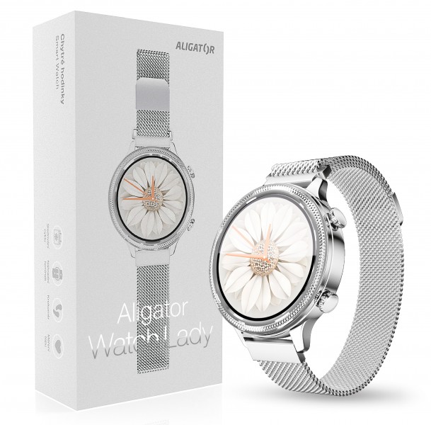Chytré hodinky Aligator Watch Lady, stříbrné