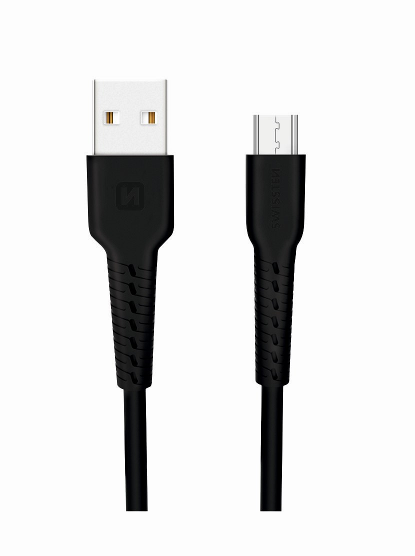 Swissten datový kabel microUSB 1m, černý