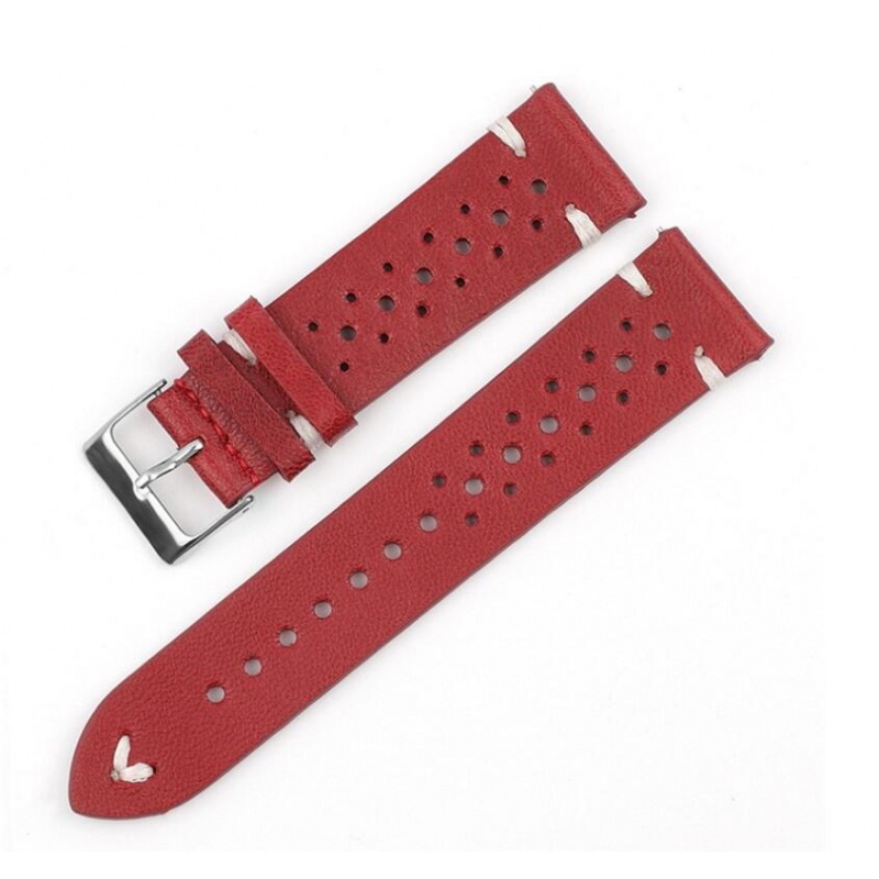 RhinoTech univerzální řemínek Genuine Suede Leather Quick Release 18mm červený