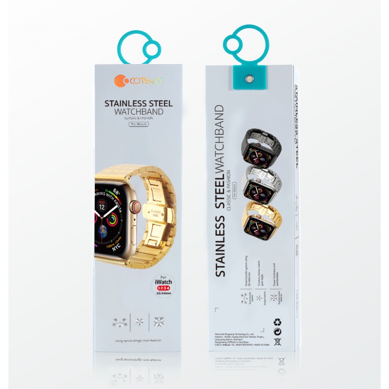 COTECi ocelový pásek pro Apple Watch 38/40/41mm stříbrný