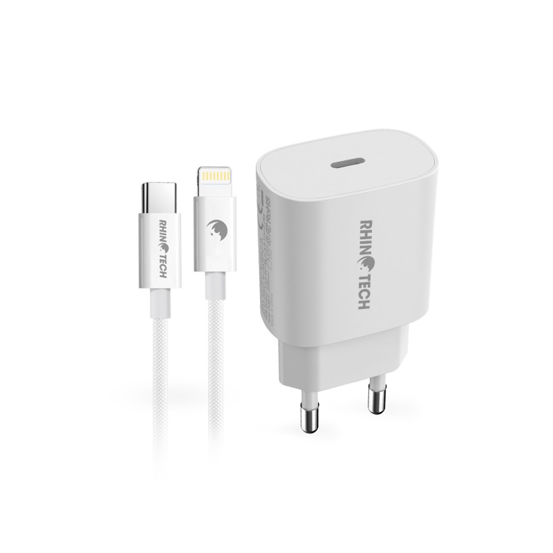 RhinoTech 25W PD nabíjecí adaptér s kabelem USB-C na Lightning 27W 1M bílá