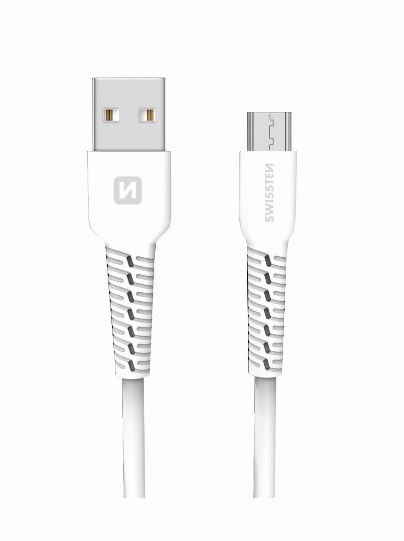 Swissten datový kabel microUSB 1m, bílý