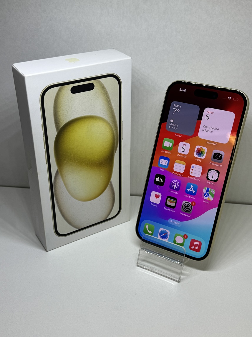 Apple iPhone 15 128GB Yellow, použité zboží 