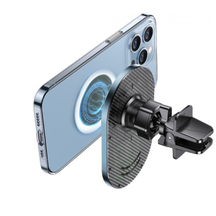 Bezdrátová autonabíječka WG27 pro iPhony s podporou MagSafe - 15W, stříbrno-černá