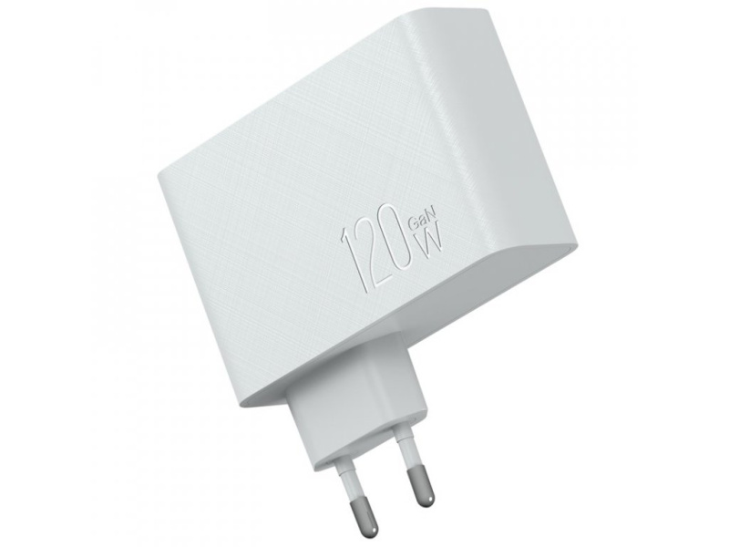 Síťová nabíječka GaN 3xUSB 120W (1xUSB-A+2xUSB-C), bílý 