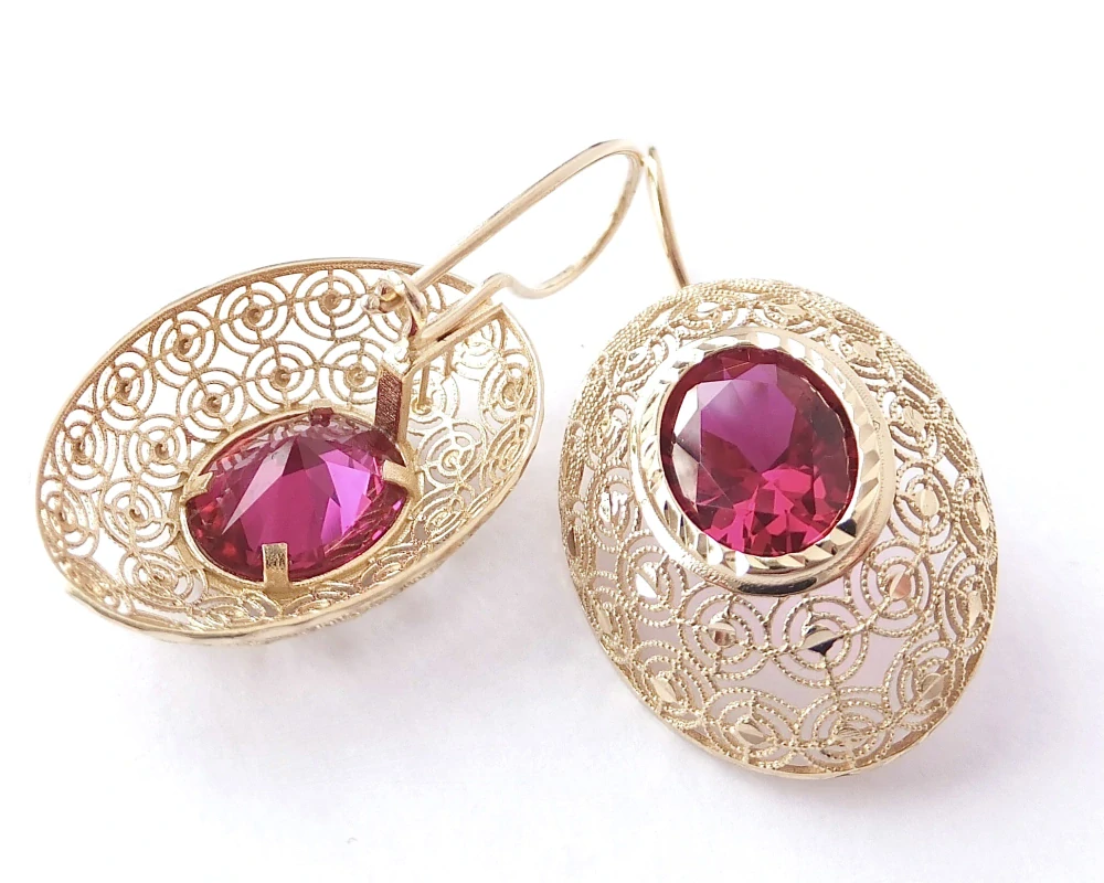 Zlaté visací náušnice, 14K 585/1000, váha 5,65 g, použité zlato