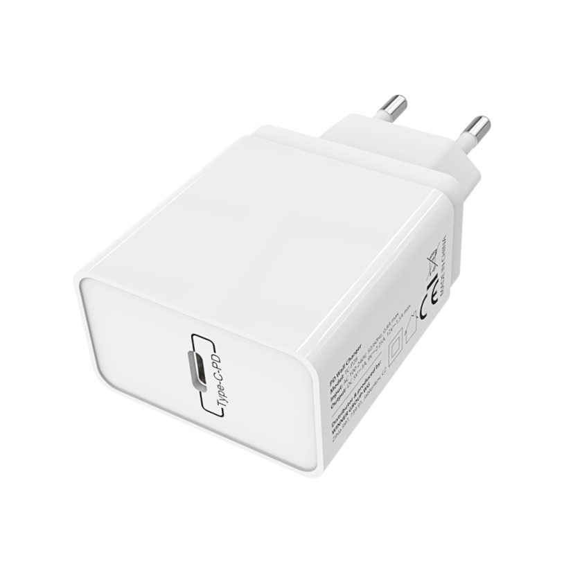 Síťová nabíječka 1xUSB-C-PD 20W nylon cable type C-Lightning MFI (Bílá)