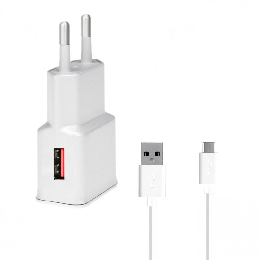 Síťová nabíječka Fast 1xUSB-Quick Charge +Type-C kabel , Bílá