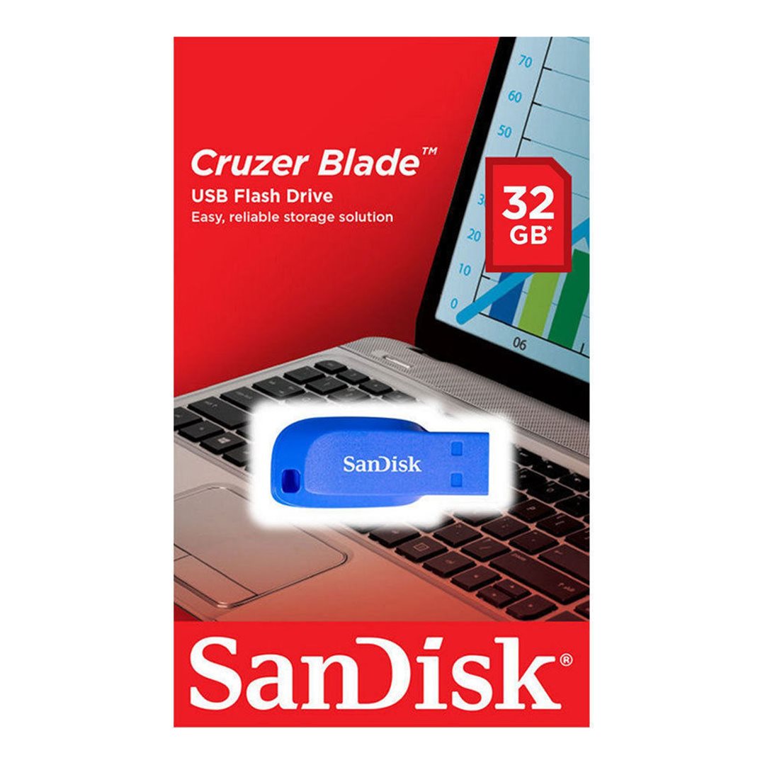 32GB SanDisk Cruzer Blade, modrý