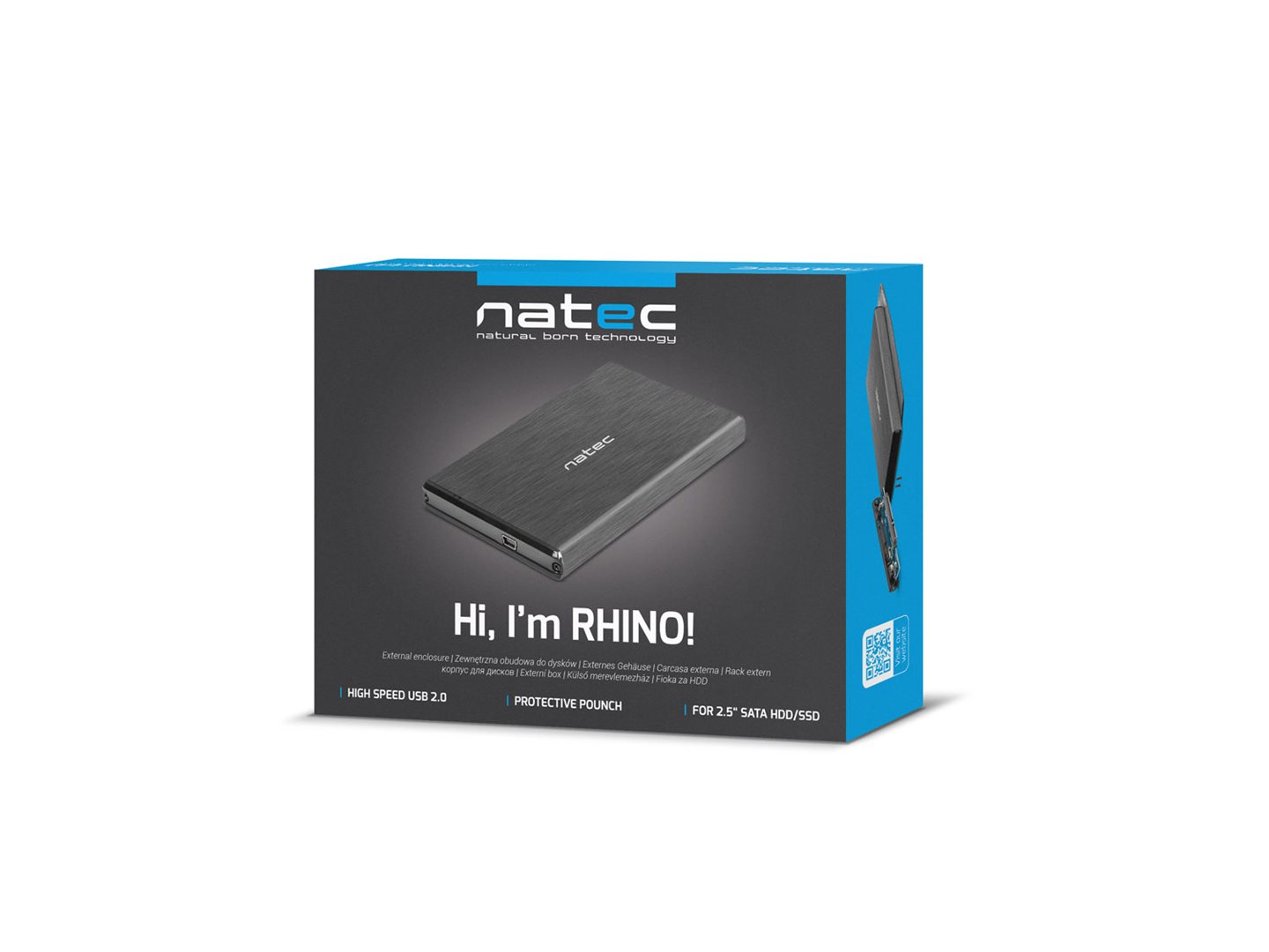  Externí box pro HDD 2,5" USB 2.0 Natec Rhino, černý