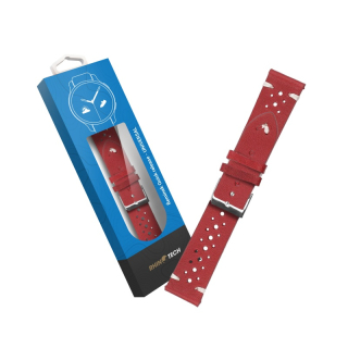 RhinoTech univerzální řemínek Genuine Suede Leather Quick Release 18mm červený