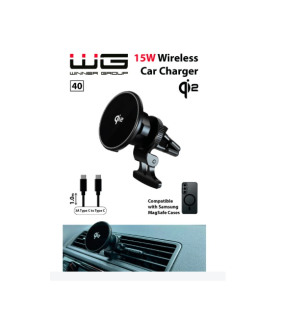Bezdrátová autonabíječka a držák do auta WG40 s Qi2 a podporou MagSafe 15W, černý