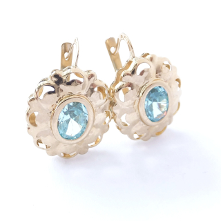 Zlaté visací náušnice, 14K 585/1000, váha 4,63 g, použité zlato
