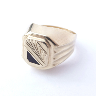 Zlatý pánský prsten, 14K 585/1000, váha 3,95 g, použité zlato