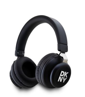 Náhlavní bezdrátová sluchátka DKNY PU Leather Stack Logo Black 