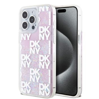 DKNY Liquid Glitter Checkered Pattern iPhone 15 Pro Max Pink 