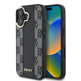 DKNY PU Leather Checkered Pattern Magsafe iPhone 16 Black 