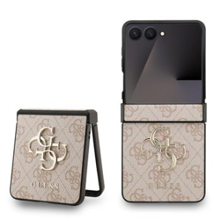 Guess PU 4G Metal Logo Zadní Kryt pro Samsung Galaxy Z Flip 7 Pink