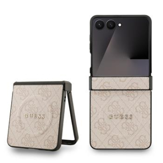 Guess PU Leather 4G Colored Ring Magnetic Zadní Kryt pro Samsung Galaxy Z Flip 7 Pink