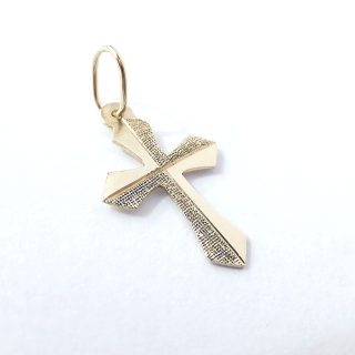 Zlatý přívěsek kříž, 14K 585/1000, váha 0,45 g, použité zlato