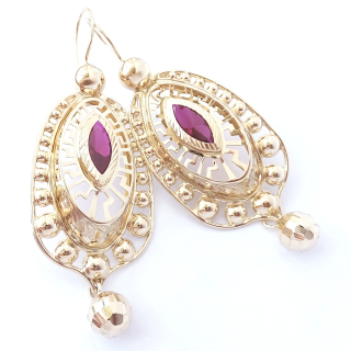 Zlaté visací náušnice, Au 14K 585/1000, váha 10,48 g, použité zlato