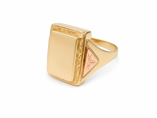 Zlatý pánský prsten, Au 14K 585/1000, váha 6,75 g, použité zlato