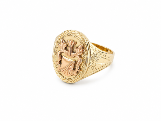 Zlatý pánský prsten, Au 14K 585/1000, váha 4,55 g, použité zlato