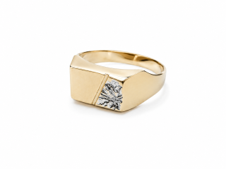 Zlatý pánský prsten, Au 14K 585/1000, váha 4,58 g, použité zlato